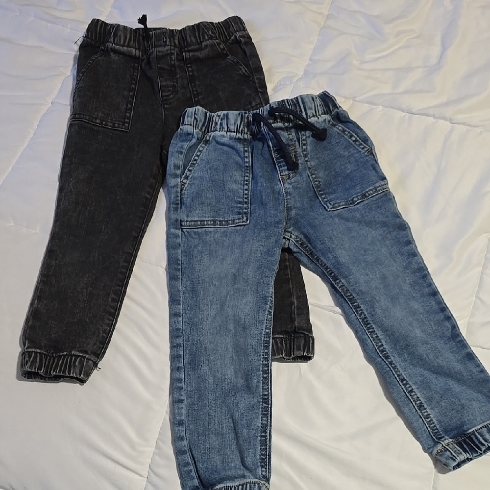 Kids Denim Joggers - Black and Blue